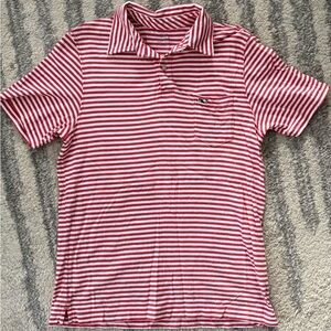 Vineyard Vines Red and White Striped Polo Shirt for boys size L